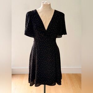 Madewell Black Midi Dress w/ Orange metallic dots